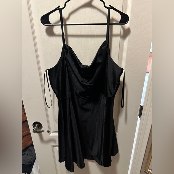 City Studio Dresses & Skirts - Black Satin Stretch Cowlneck Dress - Women